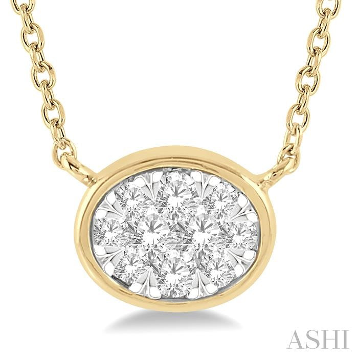 ASHI Oval Shape East-West Bezel Set Lovebright Essential Diamond Pendant 99780PPFGNKYW