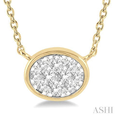 ASHI Oval Shape East-West Bezel Set Lovebright Essential Diamond Pendant 99780PPFGNKYW