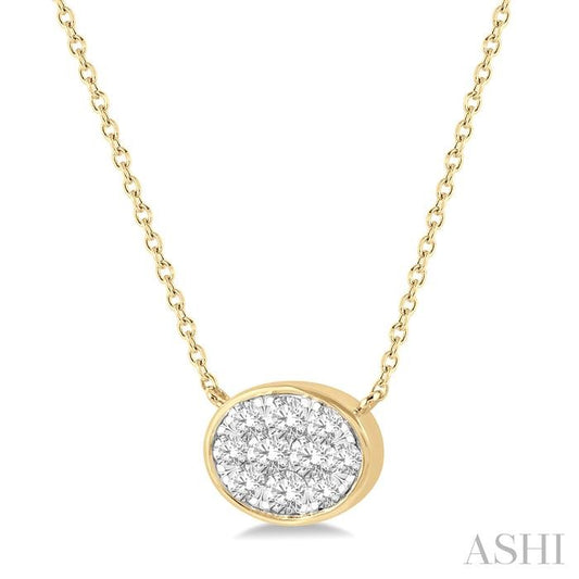 ASHI Oval Shape East-West Bezel Set Lovebright Essential Diamond Pendant 9978UPPFGNKYW