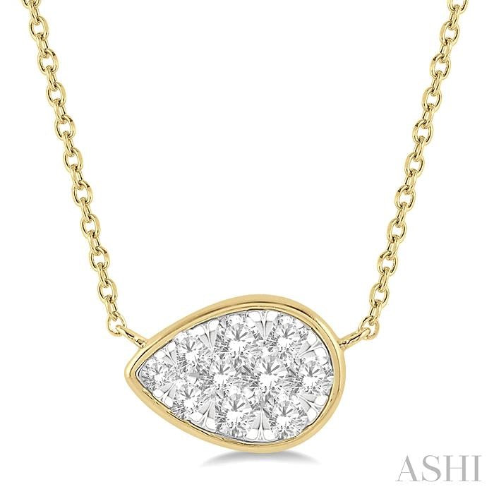 ASHI Pear Shape East-West Lovebright Essential Diamond Pendant 9979UPPFGNKYW