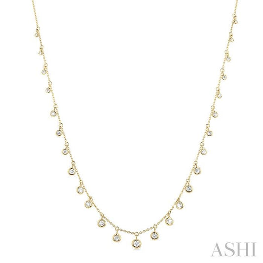 ASHI Bezel Set Diamond Station Necklace 997DHPPFGNKYG