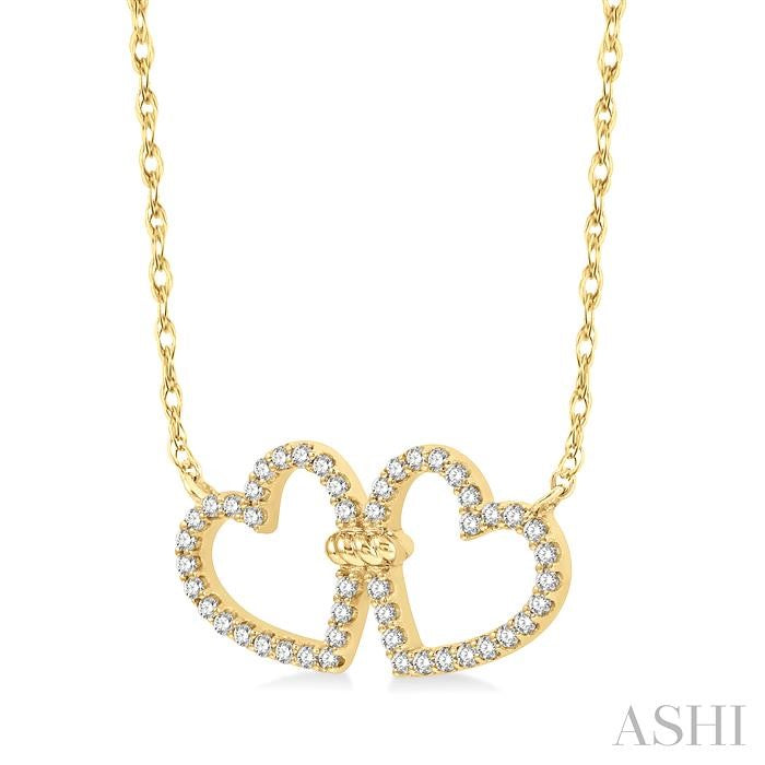 ASHI Twin Heart Shape Diamond Necklace 997FQPPTSNKYG