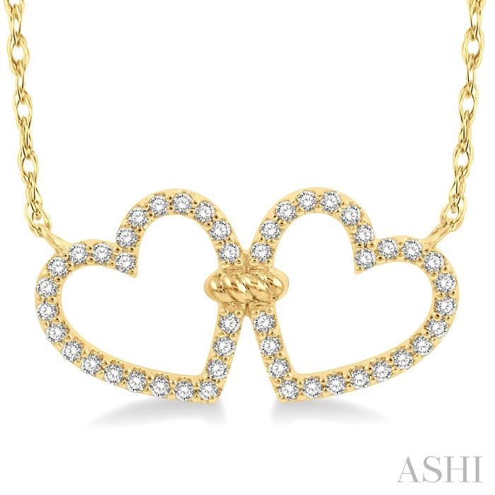 ASHI Twin Heart Shape Diamond Necklace 997FQPPTSNKYG
