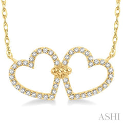 ASHI Twin Heart Shape Diamond Necklace 997FQPPTSNKYG
