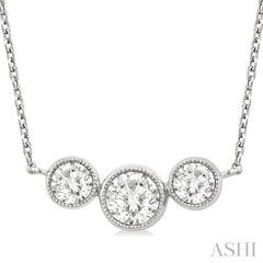ASHI 3 Stone Bezel Set Diamond Necklace 997W1PPFGNKWG