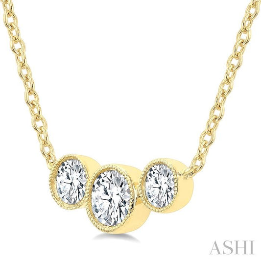 ASHI 3 Stone Bezel Set Diamond Necklace 997WVPPFGNKYG