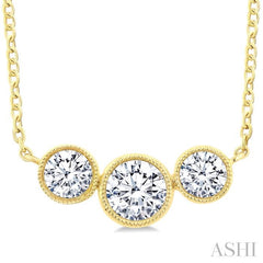ASHI 3 Stone Bezel Set Diamond Necklace 997WVPPFGNKYG