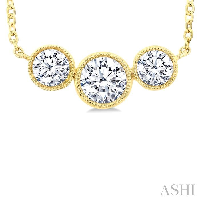 ASHI 3 Stone Bezel Set Diamond Necklace 997WVPPFGNKYG