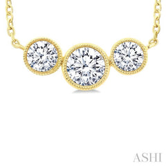 ASHI 3 Stone Bezel Set Diamond Necklace 997WVPPFGNKYG