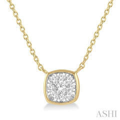 ASHI Cushion Shape Bezel Set Lovebright Essential Diamond Pendant 99800PPFGNKYW