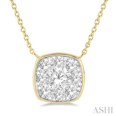 ASHI Cushion Shape Bezel Set Lovebright Essential Diamond Pendant 9980HPPFHNKYW