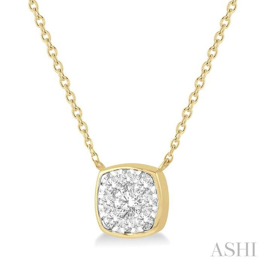 ASHI Cushion Shape Bezel Set Lovebright Essential Diamond Pendant 9980UPPFGNKYW