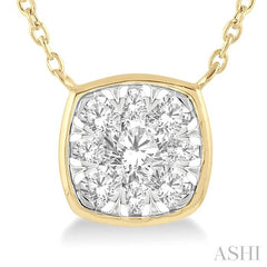 ASHI Cushion Shape Bezel Set Lovebright Essential Diamond Pendant 9980UPPFGNKYW