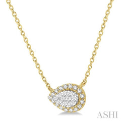 ASHI Pear Shape East-West Halo Lovebright Essential Diamond Pendant 99810PPFHNKYW
