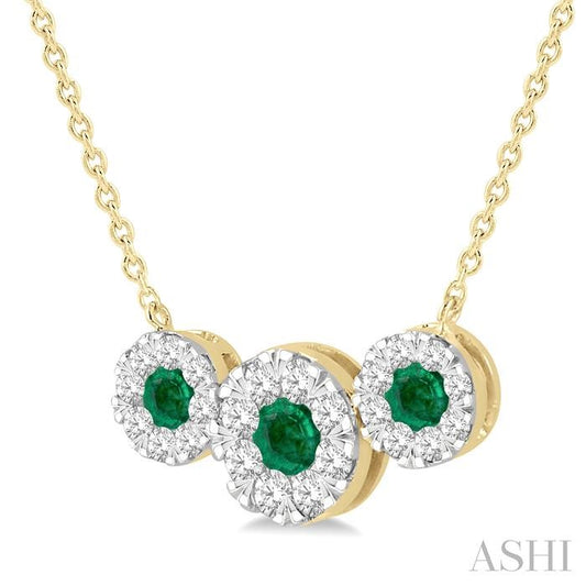 ASHI Round Shape Past Present & Future Lovebright Gemstone & Diamond Necklace 9984HPPFGNKEMYW
