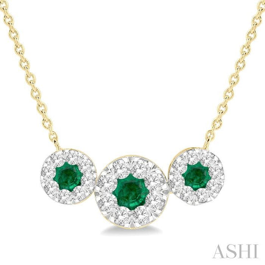 ASHI Round Shape Past Present & Future Lovebright Gemstone & Diamond Necklace 9984HPPFGNKEMYW