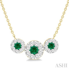 ASHI Round Shape Past Present & Future Lovebright Gemstone & Diamond Necklace 9984HPPFGNKEMYW