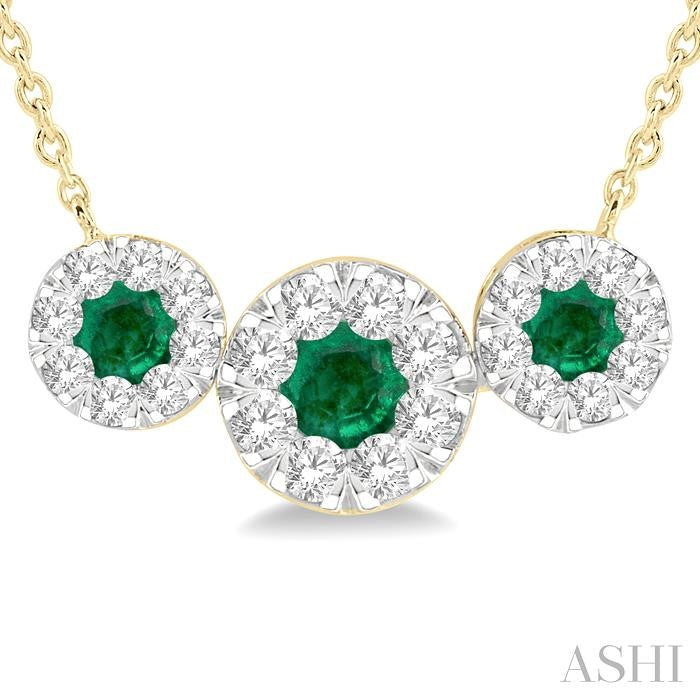 ASHI Round Shape Past Present & Future Lovebright Gemstone & Diamond Necklace 9984HPPFGNKEMYW