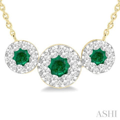 ASHI Round Shape Past Present & Future Lovebright Gemstone & Diamond Necklace 9984HPPFGNKEMYW