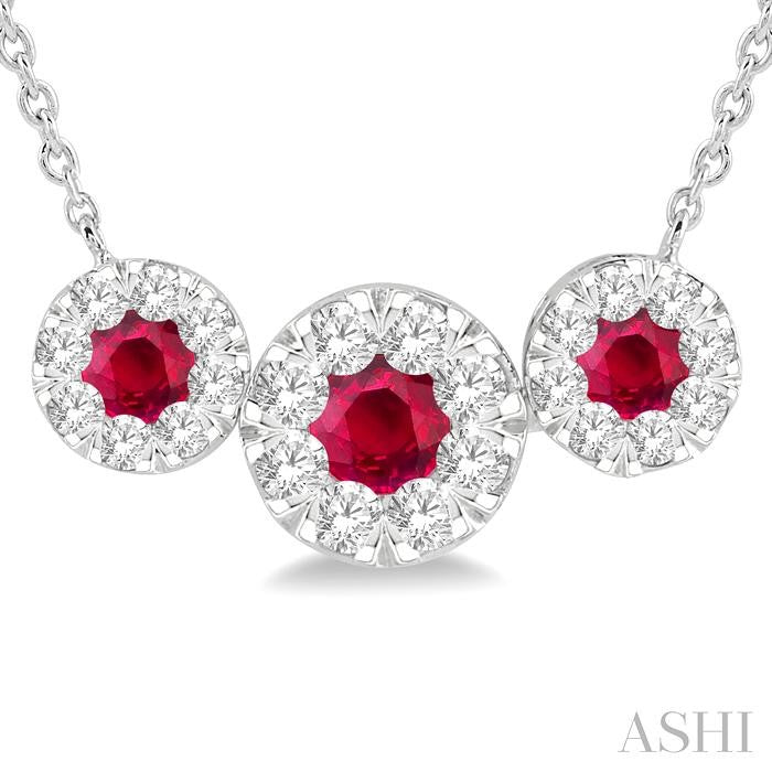 ASHI Round Shape Past Present & Future Lovebright Gemstone & Diamond Necklace 9984HPPFGNKRBWG