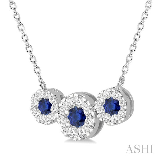 ASHI Round Shape Past Present & Future Lovebright Gemstone & Diamond Necklace 9984HPPFGNKSPWG