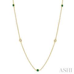 ASHI Gemstone & Diamond Station Necklace 998C0PPFGNKEMYG