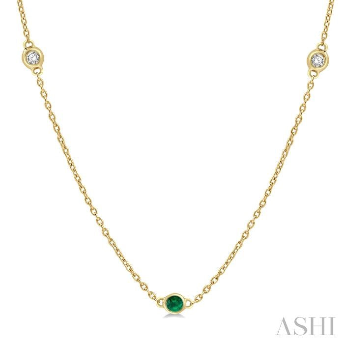ASHI Gemstone & Diamond Station Necklace 998C0PPFGNKEMYG
