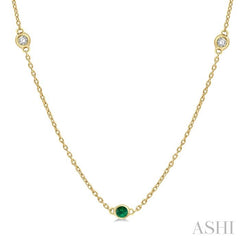 ASHI Gemstone & Diamond Station Necklace 998C0PPFGNKEMYG