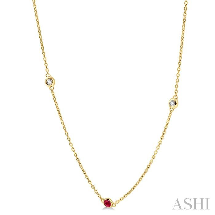 ASHI Gemstone & Diamond Station Necklace 998C0PPFGNKRBYG