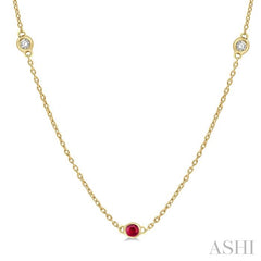ASHI Gemstone & Diamond Station Necklace 998C0PPFGNKRBYG