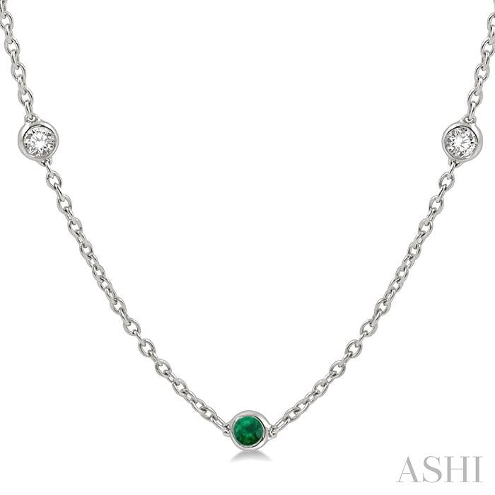 ASHI Gemstone & Diamond Station Necklace 998CHPPFGNKEMWG