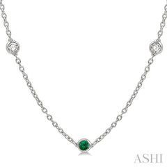ASHI Gemstone & Diamond Station Necklace 998CHPPFGNKEMWG