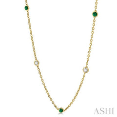 ASHI Gemstone & Diamond Station Necklace 998CHPPFGNKEMYG