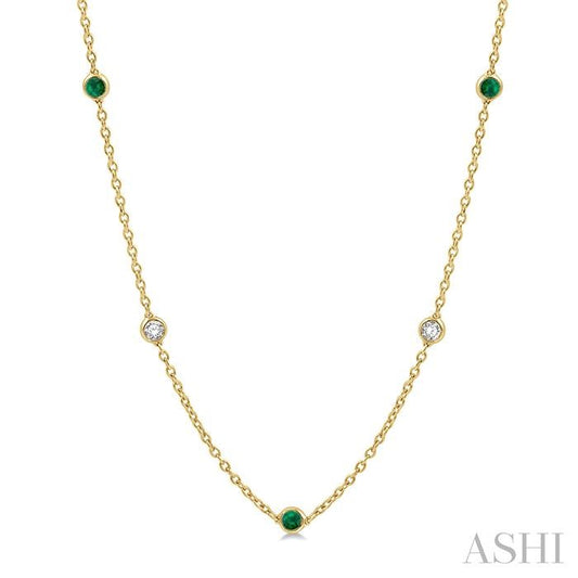 ASHI Gemstone & Diamond Station Necklace 998CHPPFGNKEMYG