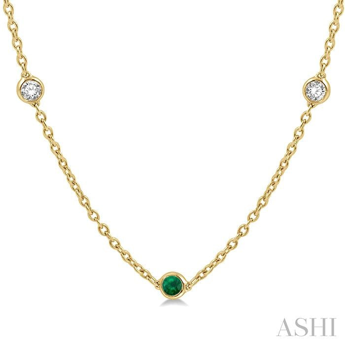 ASHI Gemstone & Diamond Station Necklace 998CHPPFGNKEMYG