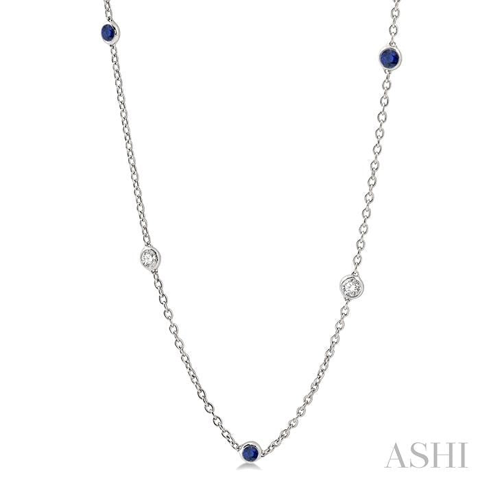 ASHI Gemstone & Diamond Station Necklace 998CHPPFGNKSPWG