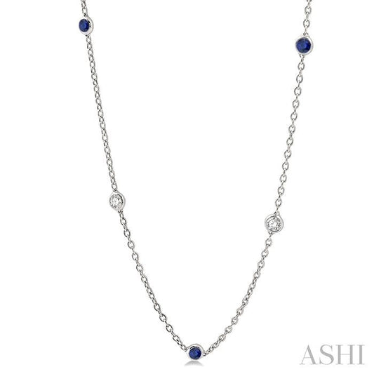 ASHI Gemstone & Diamond Station Necklace 998CHPPFGNKSPWG