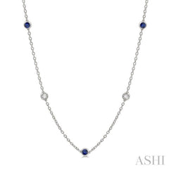 ASHI Gemstone & Diamond Station Necklace 998CHPPFGNKSPWG