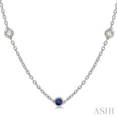 ASHI Gemstone & Diamond Station Necklace 998CHPPFGNKSPWG