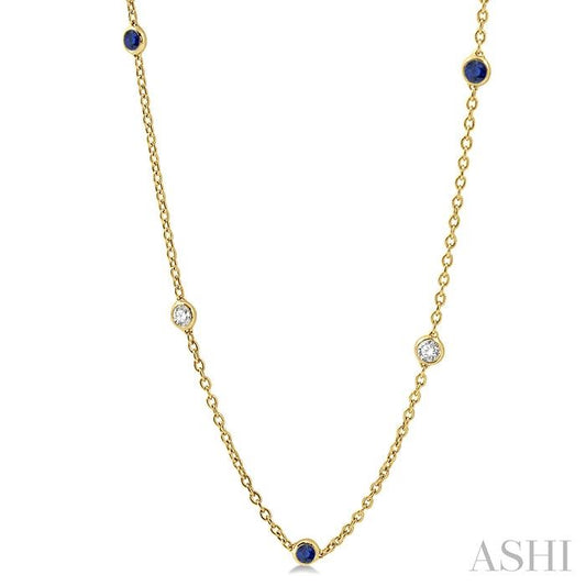 ASHI Gemstone & Diamond Station Necklace 998CHPPFGNKSPYG