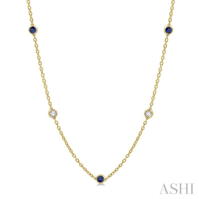 ASHI Gemstone & Diamond Station Necklace 998CHPPFGNKSPYG