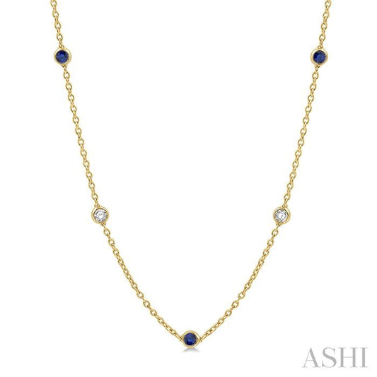 ASHI Gemstone & Diamond Station Necklace 998CHPPFGNKSPYG