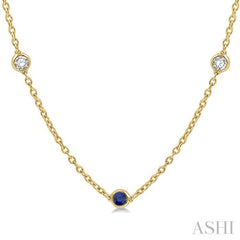 ASHI Gemstone & Diamond Station Necklace 998CHPPFGNKSPYG