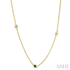 ASHI Gemstone & Diamond Station Necklace 998CQPPFGNKEMYG