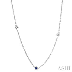 ASHI Gemstone & Diamond Station Necklace 998CQPPFGNKSPWG