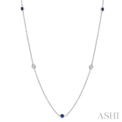 ASHI Gemstone & Diamond Station Necklace 998CQPPFGNKSPWG