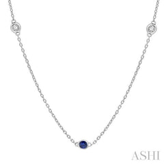 ASHI Gemstone & Diamond Station Necklace 998CQPPFGNKSPWG