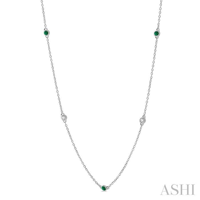 ASHI Gemstone & Diamond Station Necklace 998CUPPFGNKEMWG