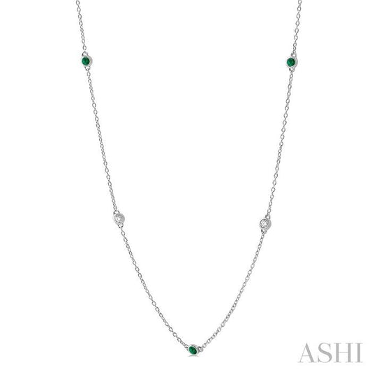 ASHI Gemstone & Diamond Station Necklace 998CUPPFGNKEMWG