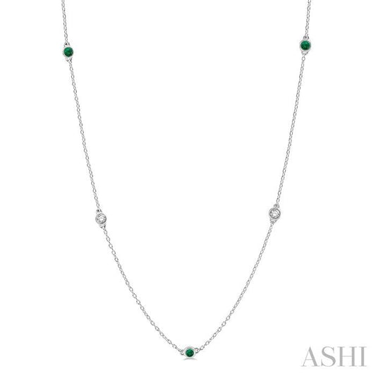ASHI Gemstone & Diamond Station Necklace 998CUPPFGNKEMWG